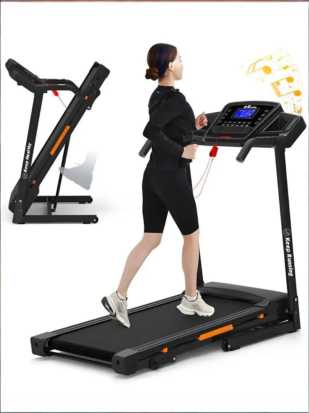 Foldable Electric Treadmill Incline Handrail Speed Control in USA