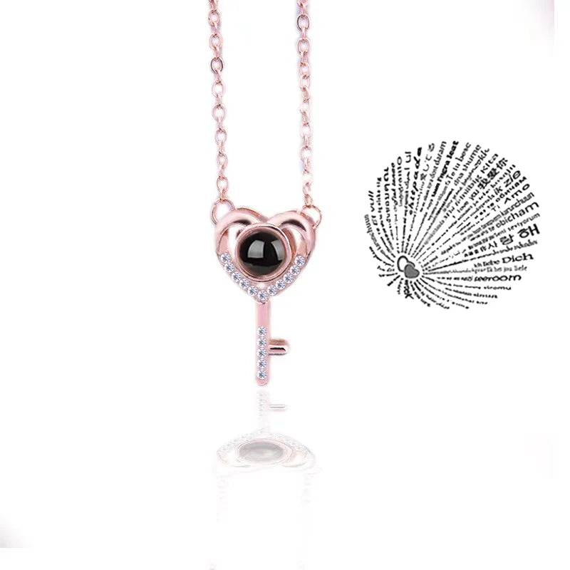 Love Heart Necklace I Love You Projection Pendant Jewelry in USA