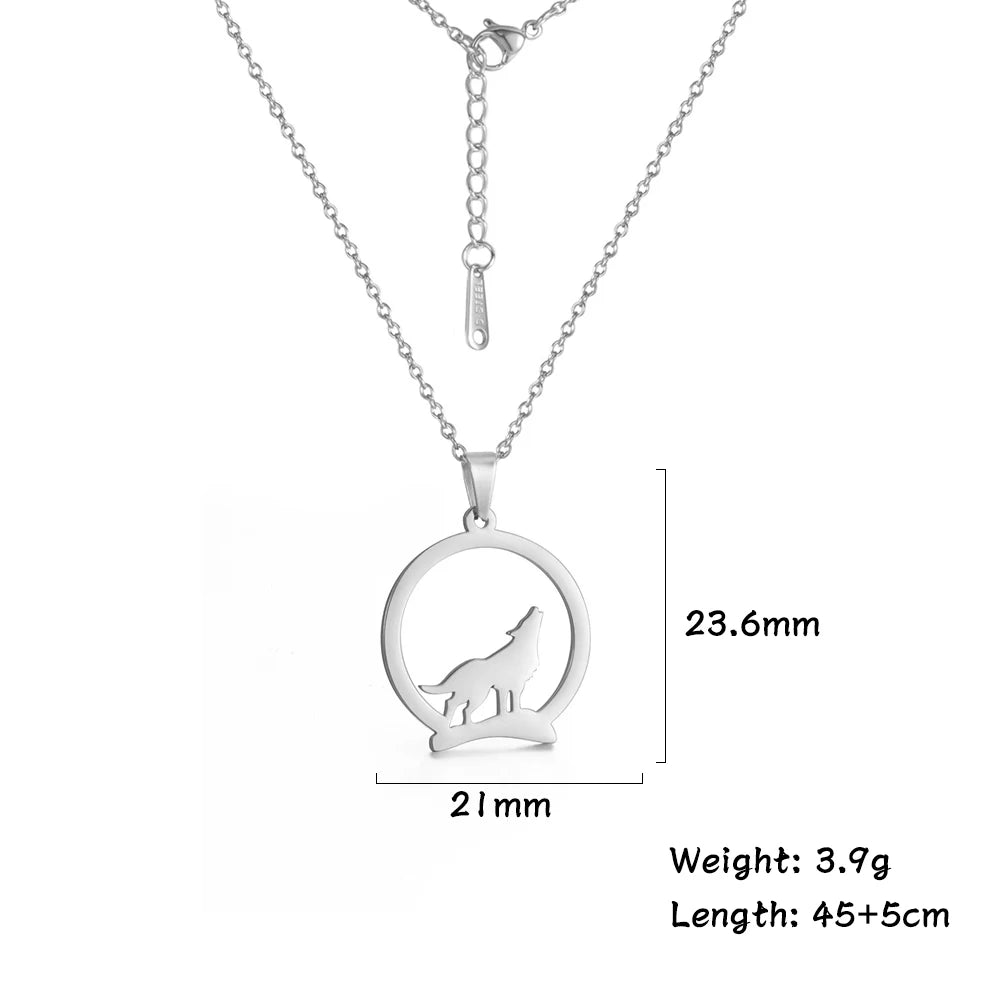 My shape Wolf Necklace Men Women Stainless Steel in USA