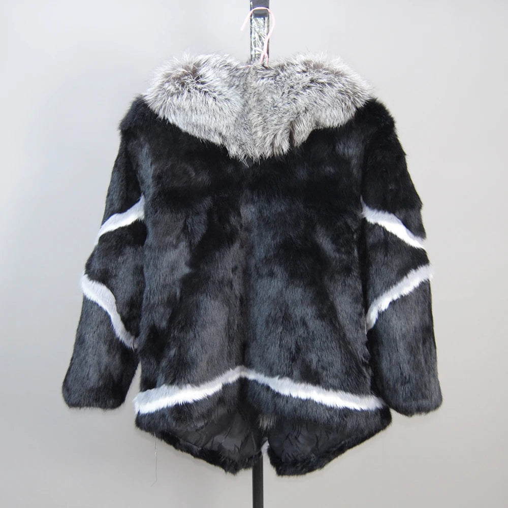 New Arrival Fashion Women Winter Full Pelt Rabbit Fur Coat in USA