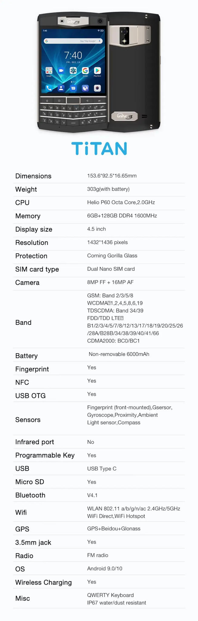 Titan Rugged QWERTY Smartphone Android Unlocked Smart Phone in USA.