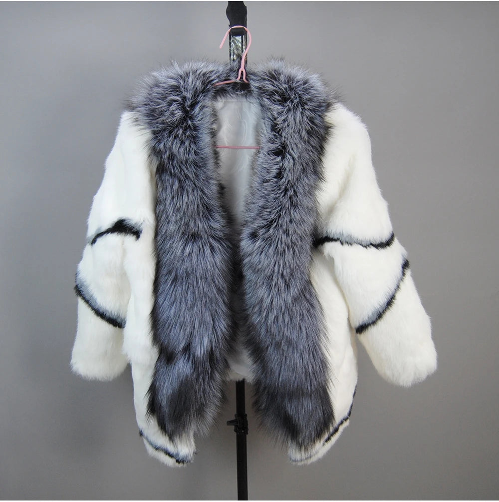 New Arrival Fashion Women Winter Full Pelt Rabbit Fur Coat in USA