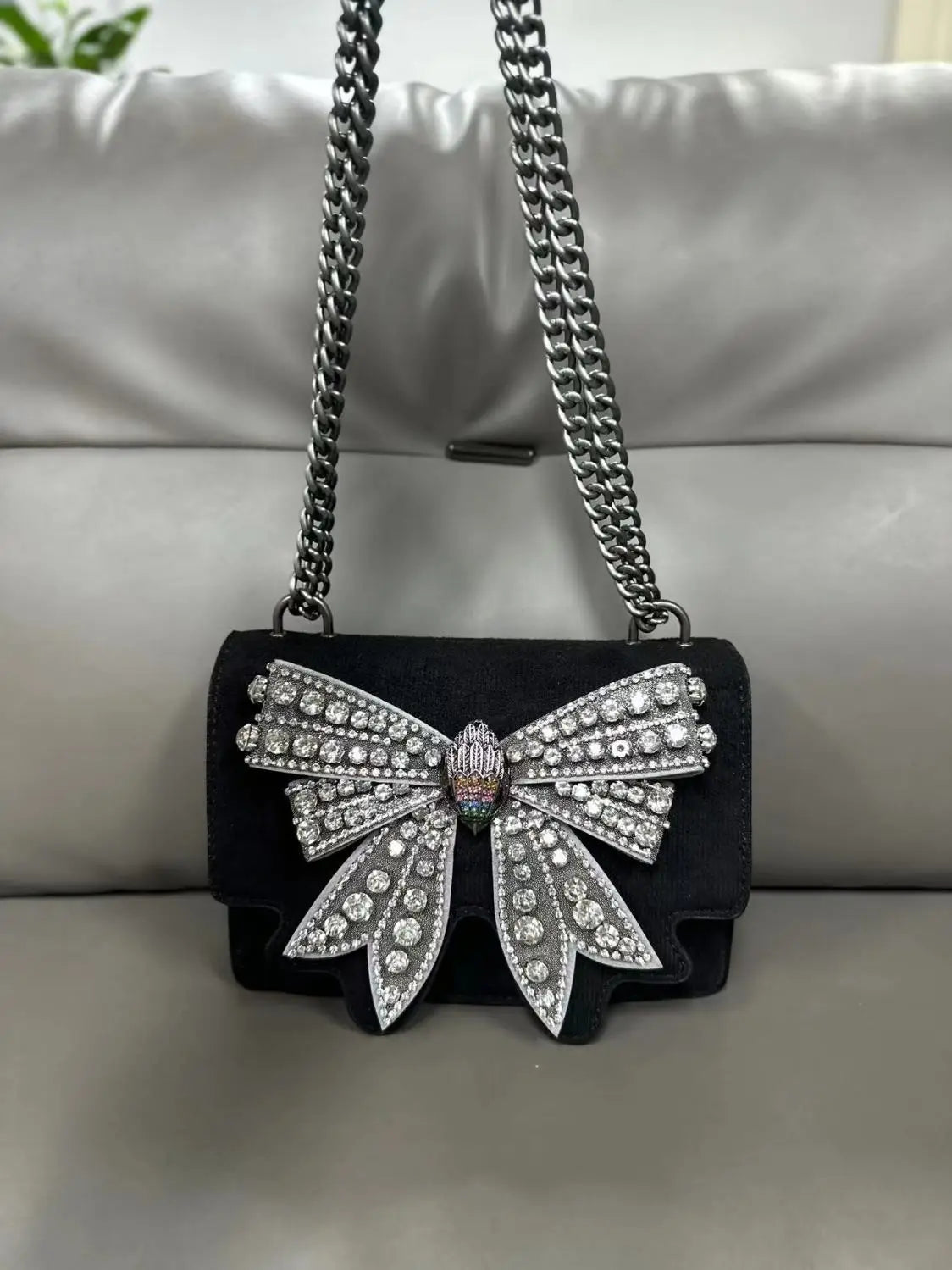 KURT GEIGER LONDON Diamond Studded Bow Bag Fashion in USA