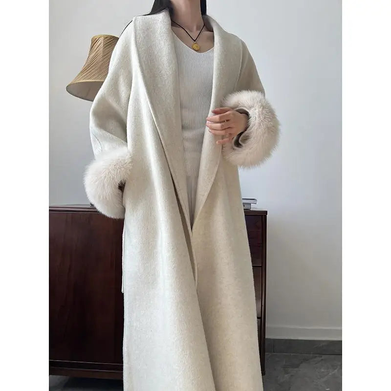 Lady Fox Fur High-Grade Cashmere Jackets Autumn Winter in USA.