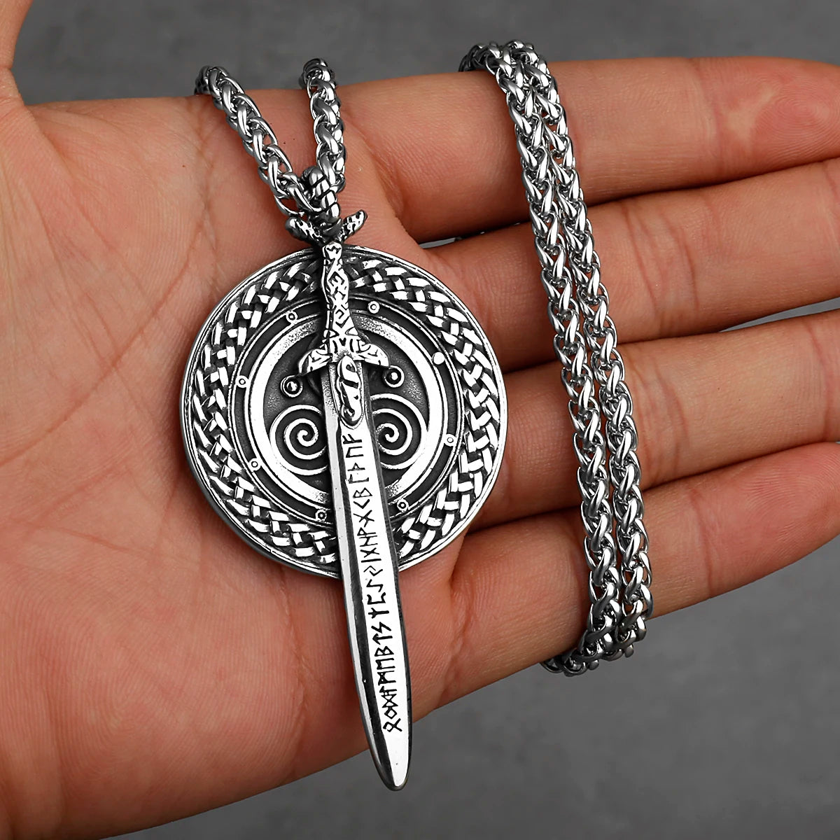 Stainless Steel Viking Axe Pendant Necklace Men's Celtic Valknut in USA