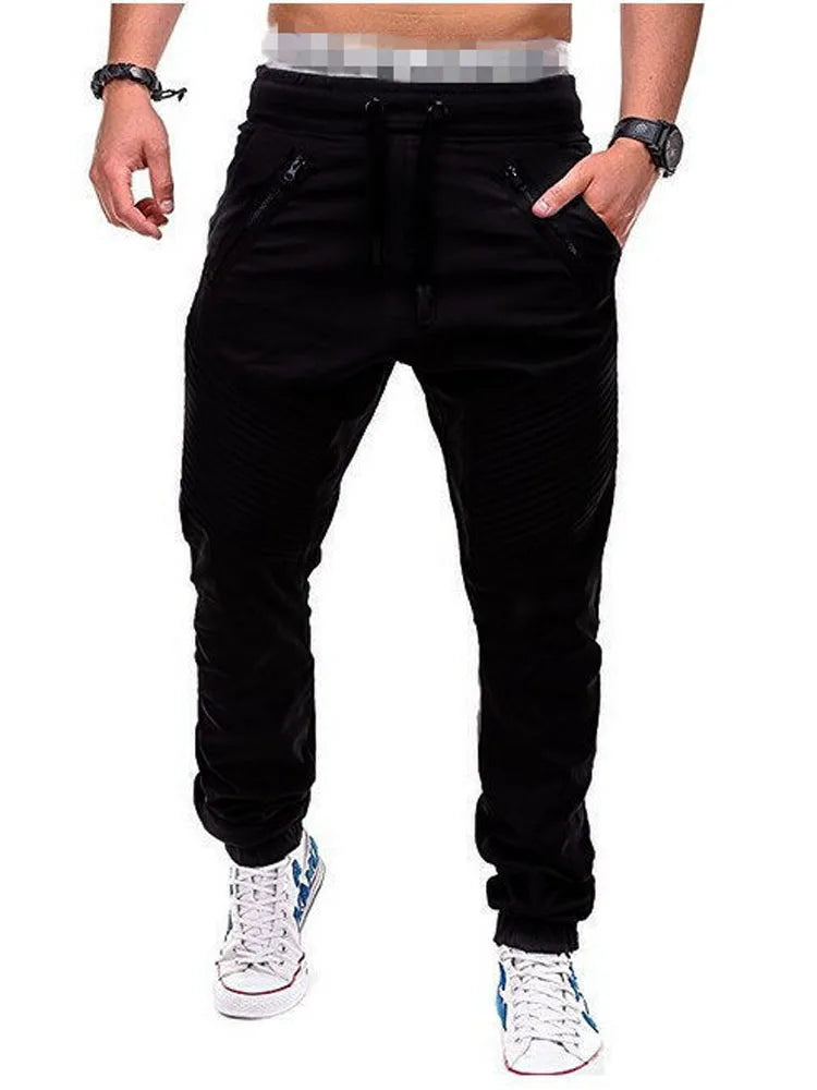 Men Pocket Long Pencil Pants Summer Low Elastic Waist in USA