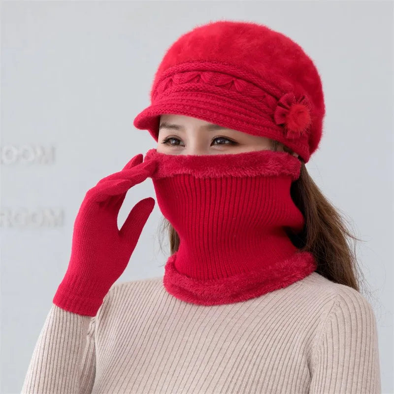 Women's Winter Hat Scarf Gloves Keep Warm Knitted in USA