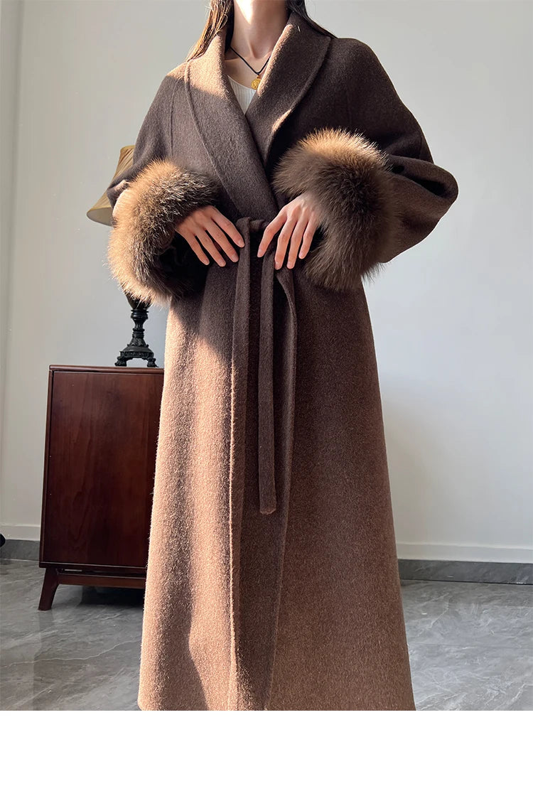 Lady Fox Fur High-Grade Cashmere Jackets Autumn Winter in USA.