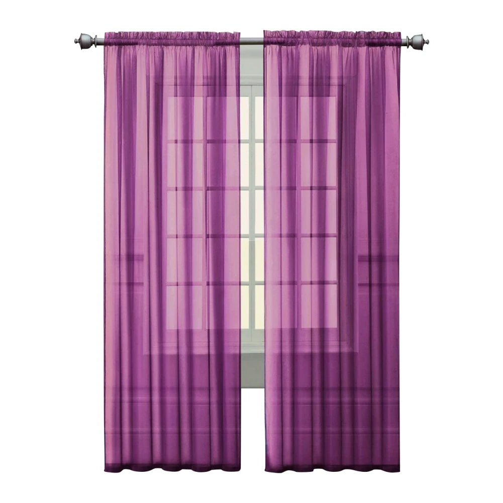 Soild Color Sheer Curtains Semi Transparent Voile Grommet in USA