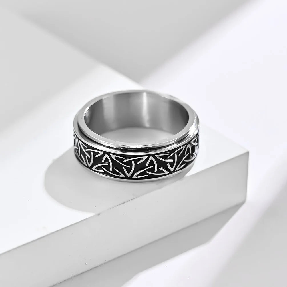 Viking Celtic Knot Rune Ring Men Rotating Stainless Steel Anti Stress in USA