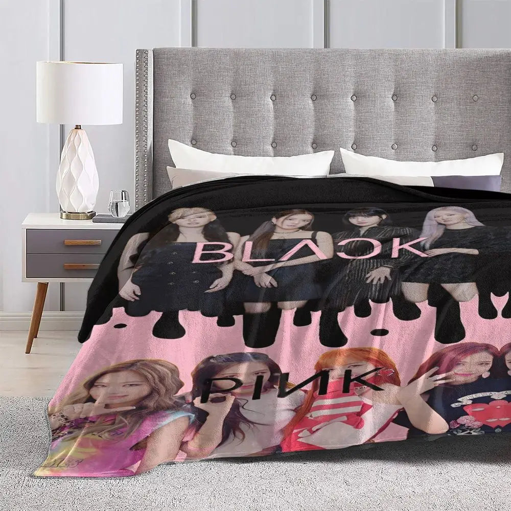 Music Idol Black-Pinks Girl Blankets Flannel All Season in USA