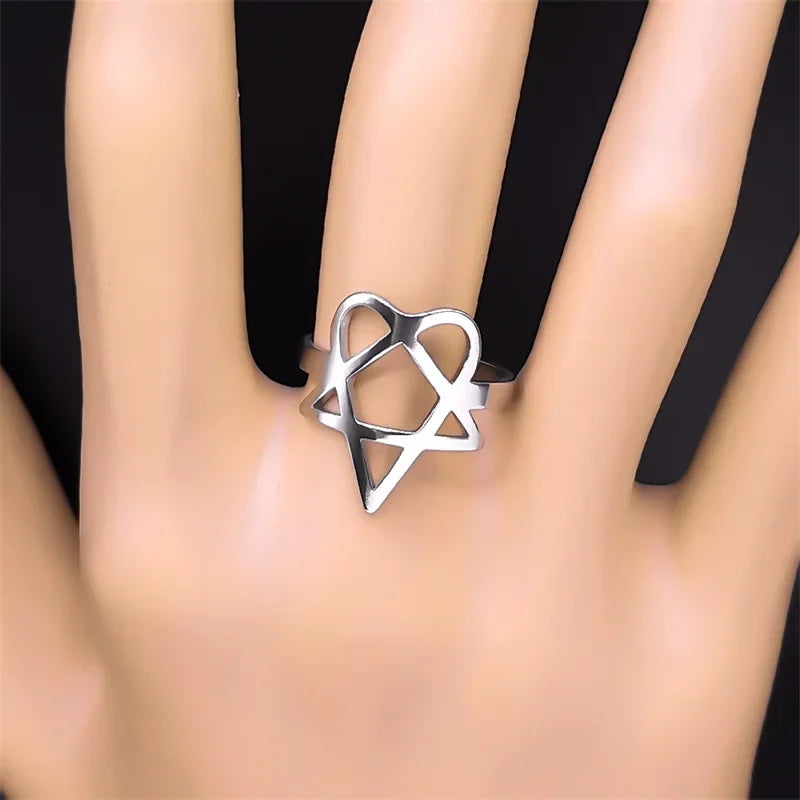 Heartagram Symbol HIM Music Band Ring Women Men in USA