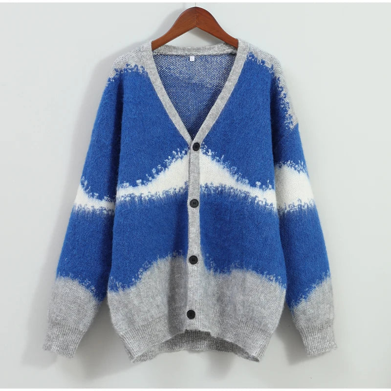 Casual Tie Dye Cashmere Sweater Cardigan Man Fashion in USA