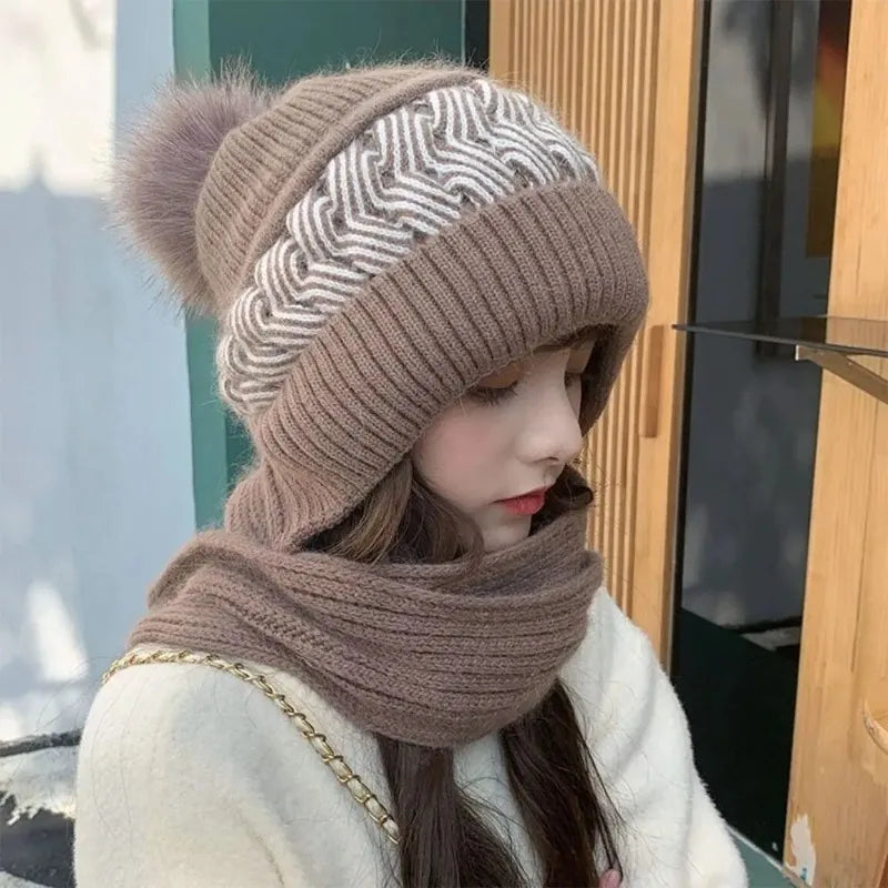 New Super Cute Warm Winter Scarf Hat Gloves Fleece Thickened in USA