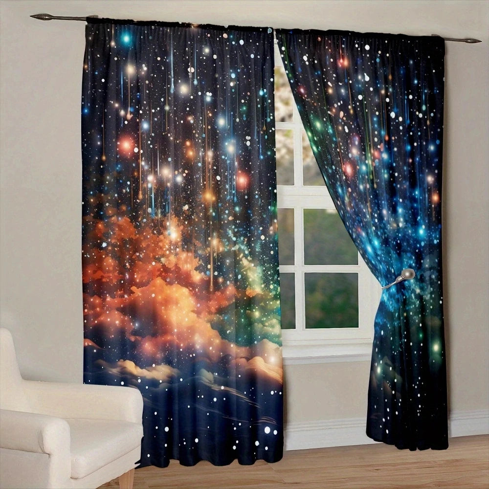 Colorful Galaxy Curtain for Home Decor - Rod Pocket Window in USA