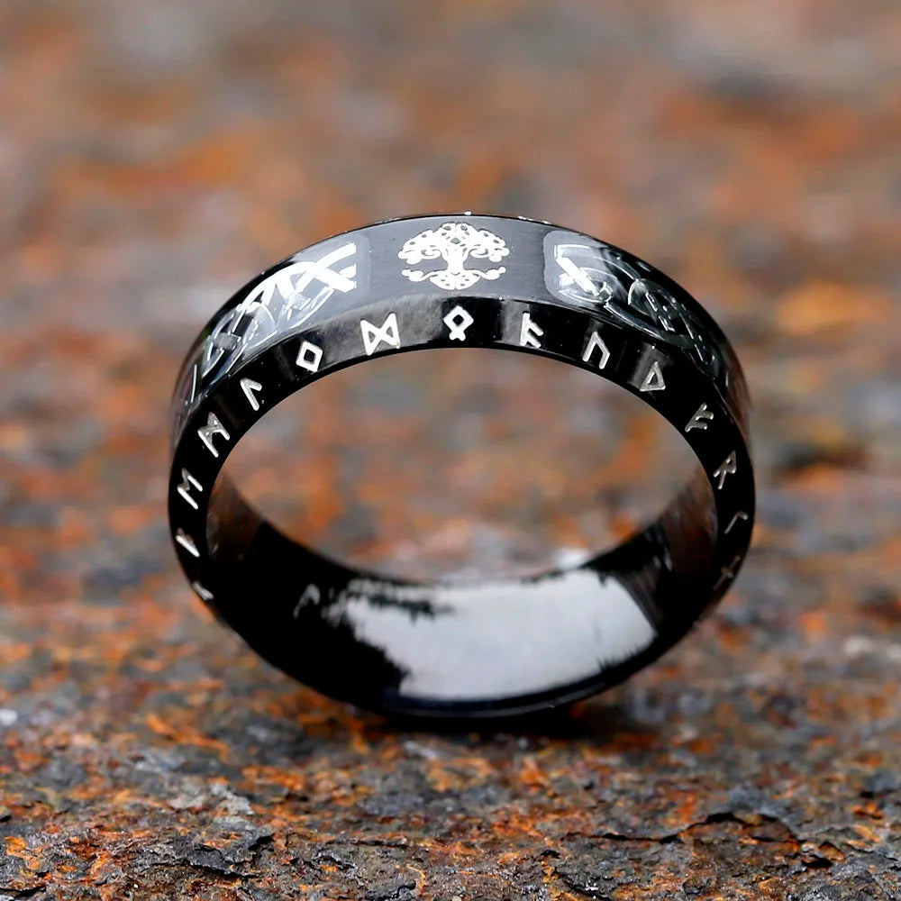 Nordic Viking Letter Fashion Simple stainles steel rune Ring in USA