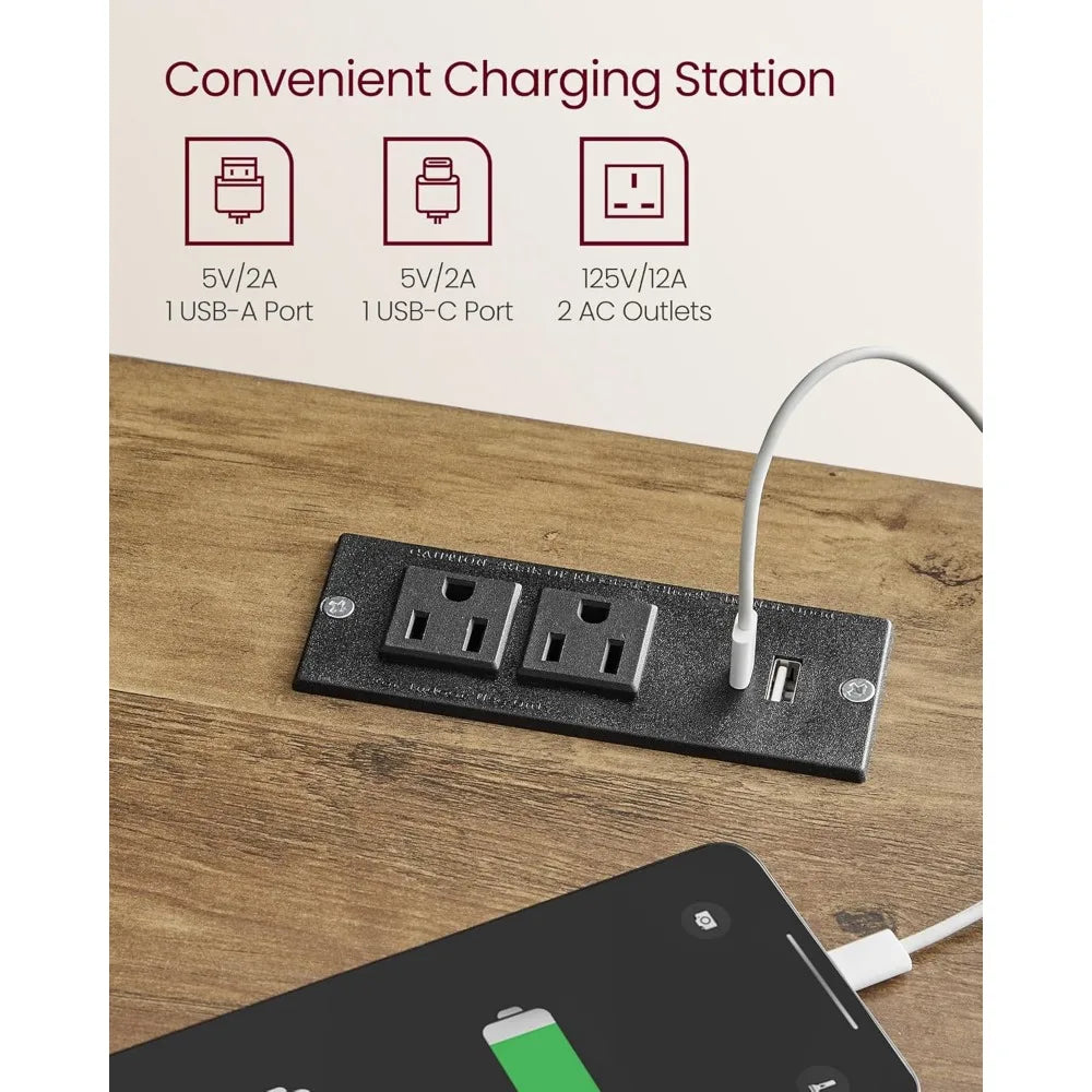 Farmhouse Nightstands Charging Station, Bedside Tables IN USA.