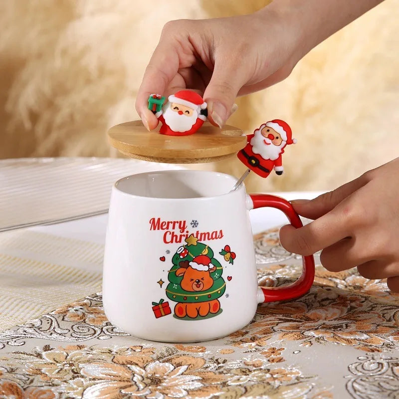 Cute Christmas gift mug lid spoon High appearance in USA