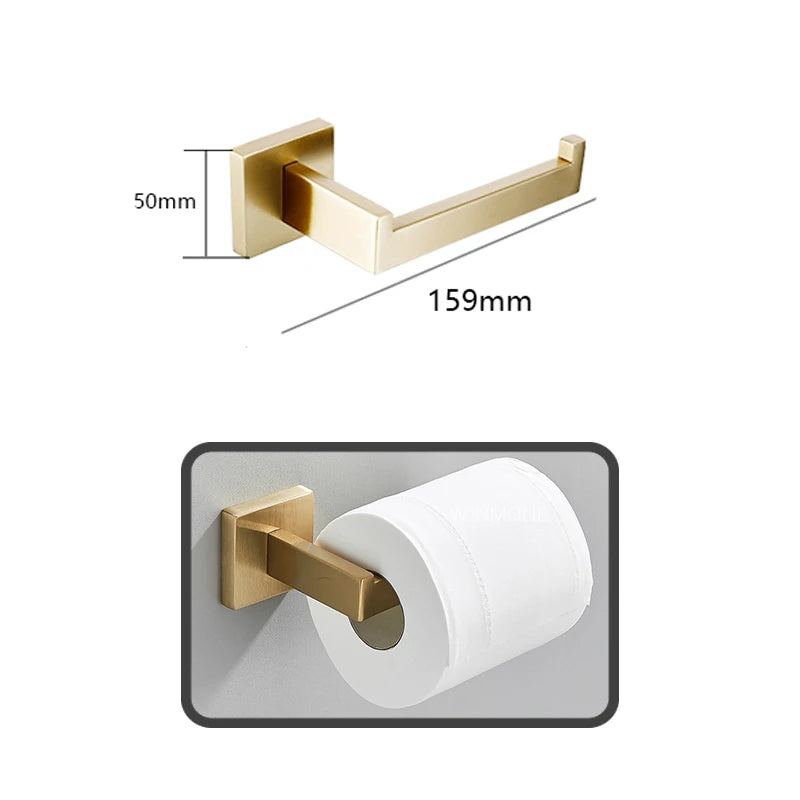 Brushed Gold Hardware Set Bathroom Shelf Towel Bar Rack Robe