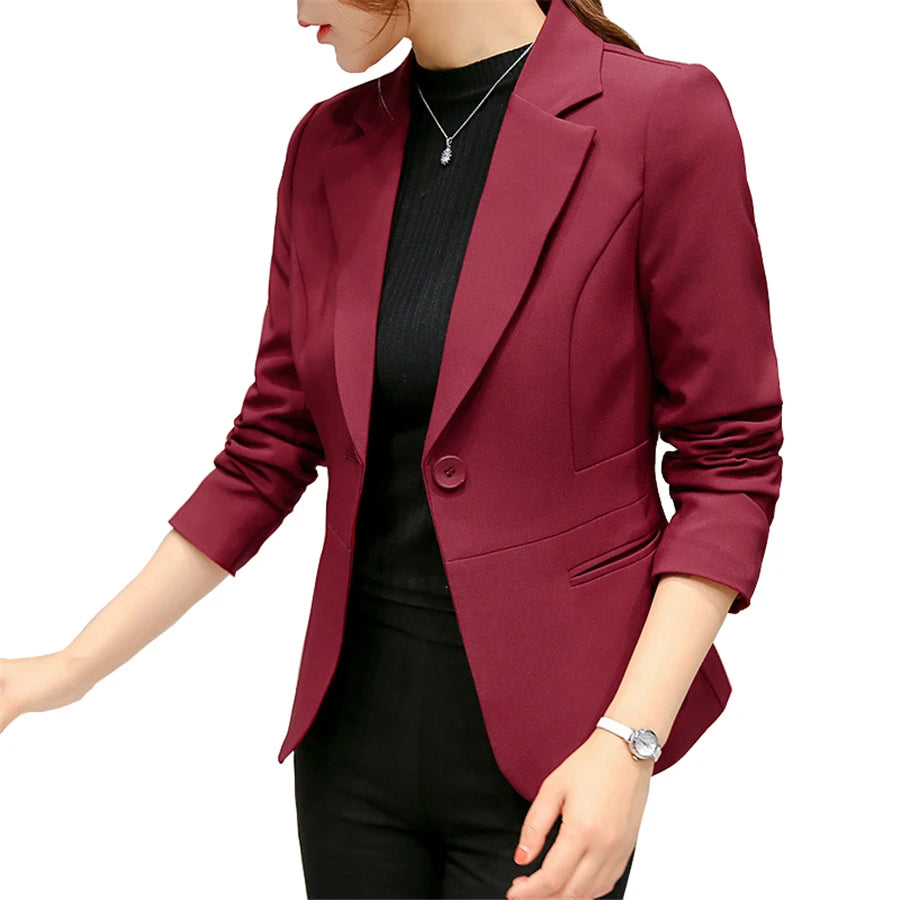 Women's Blazer Red Long Sleeve Blazers Pockets Jackets Coat in USA