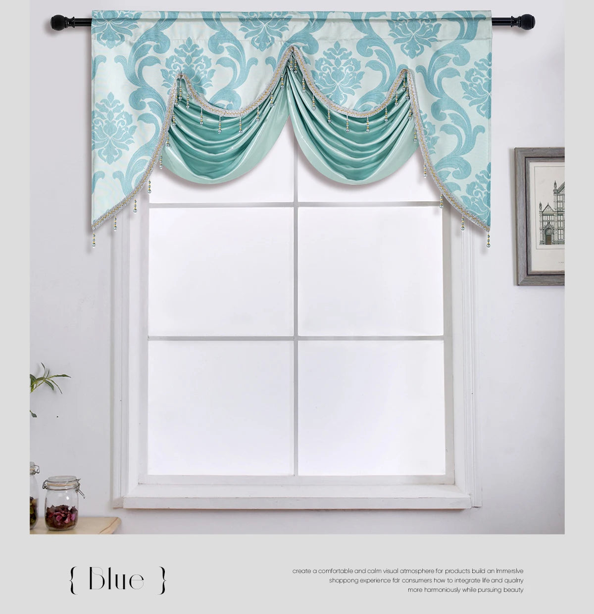 Living Room Luxury Jacquard Fabric Curtain Head Window in USA