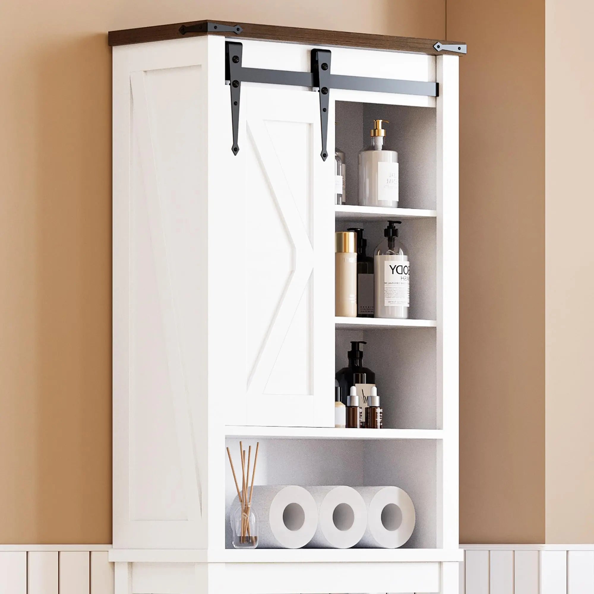 Toilet Storage Cabinet with Adjustable Shelf and Door