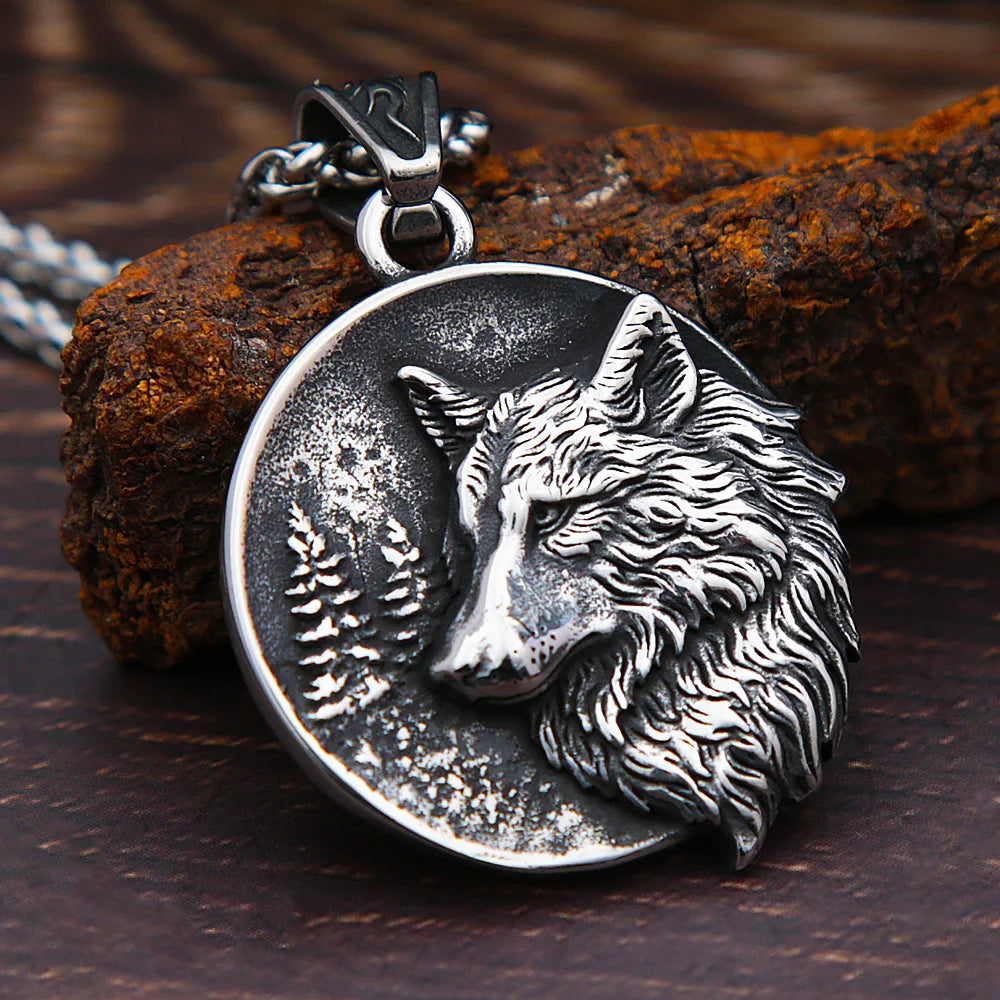 Men Vintage Viking Wolf Pendant Necklace Punk in USA