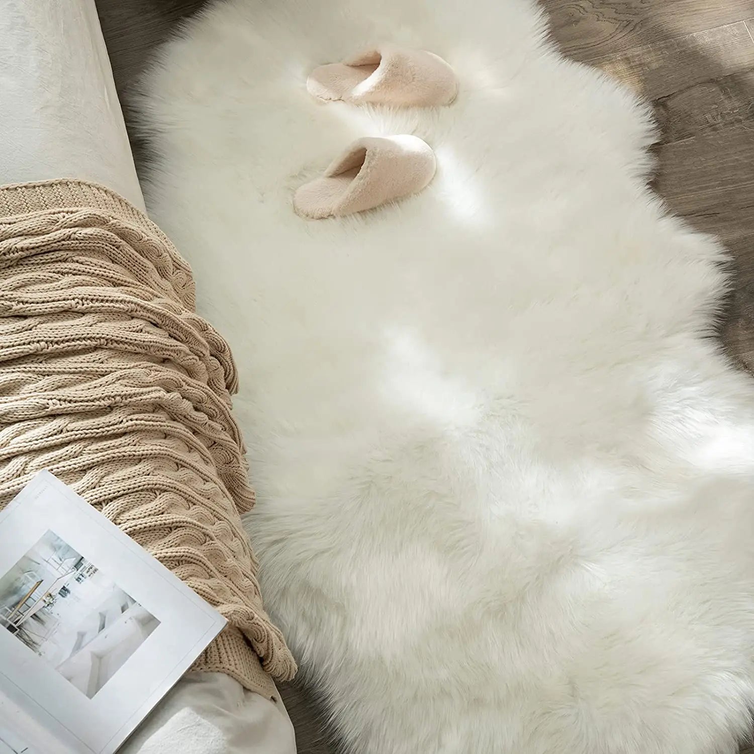 Soft Sheepskin Bedroom Carpet Imitation Wool Pad Long Hair