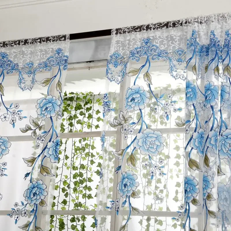 Peony Tulle Curtains Kitchen Door Window Living Room in USA