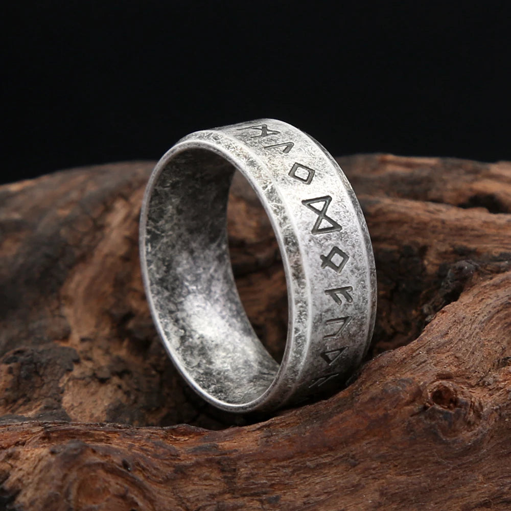 Vintage Simple Stainless Steel Viking Runes Ring in USA