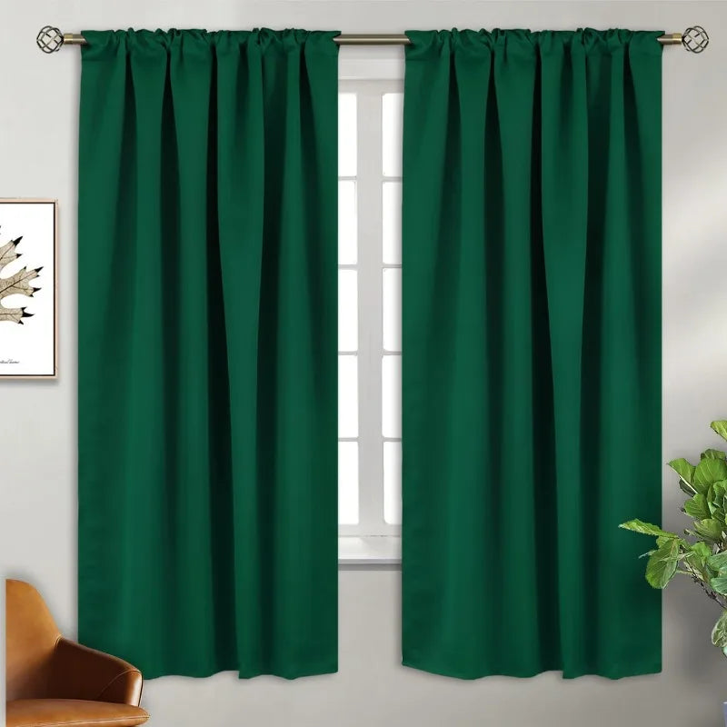 Navy Blue Elegant Blackout Curtains Rod Pocket in USA