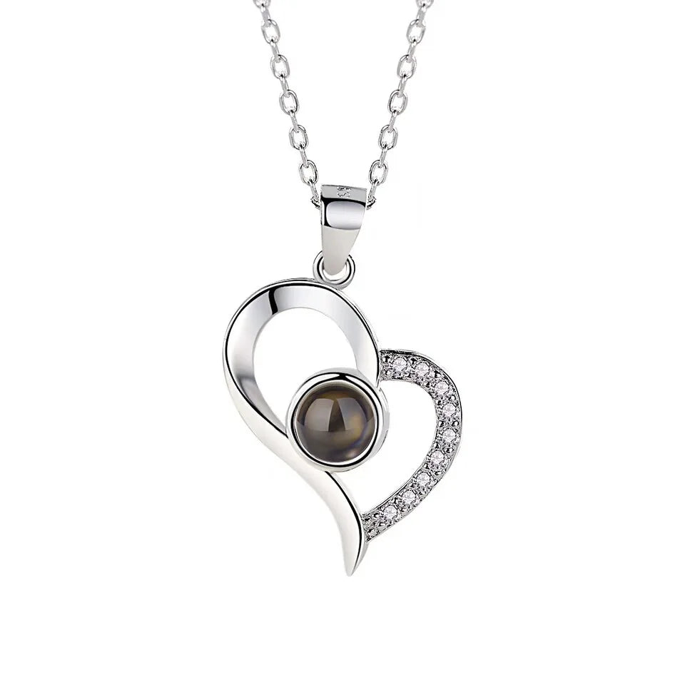 Love Heart Necklace I Love You Projection Pendant Jewelry in USA