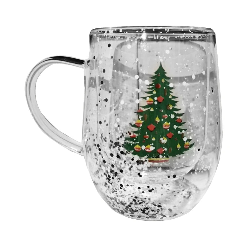 Insulated Double Walled Glass Coffee Christmas Water Cup in USA.