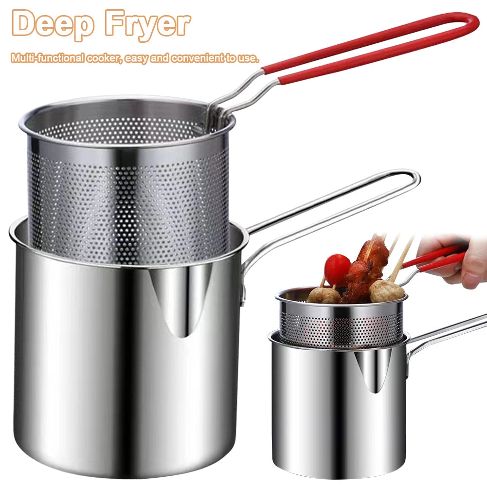 Deep Frying Pot with Strainer & Food Tongs Stainless in USA.