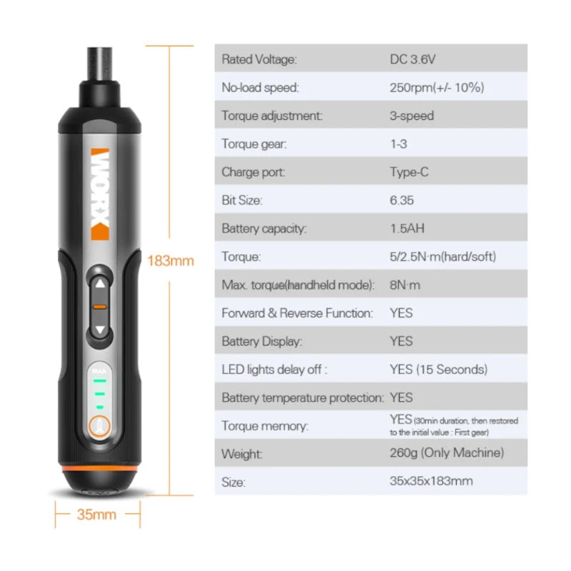 Youpin Worx 4V Mini Electrical Screwdriver Set WX240 Cordless Electric