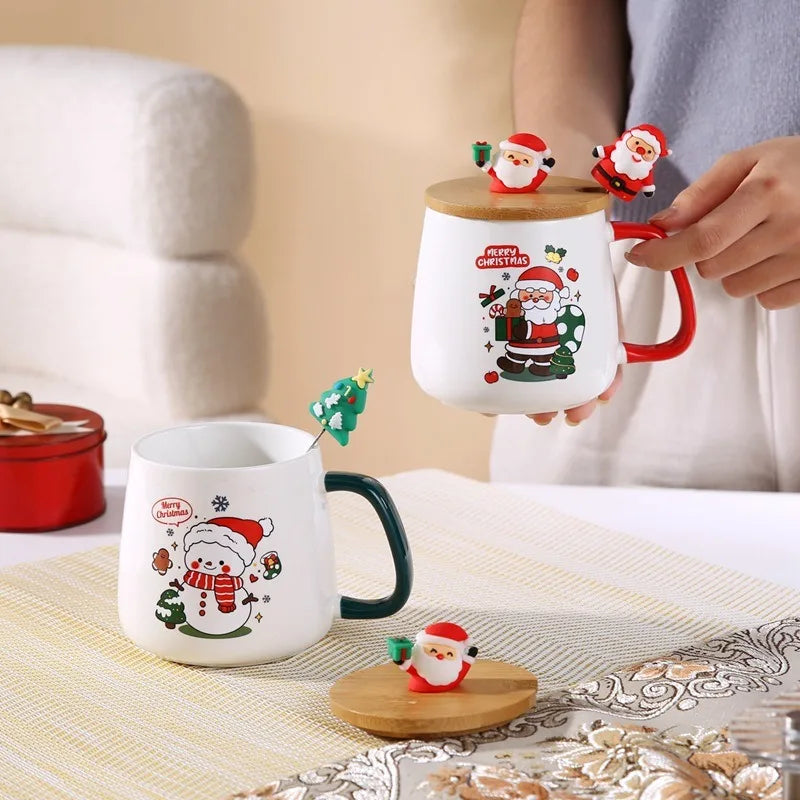 Cute Christmas gift mug lid spoon High appearance in USA