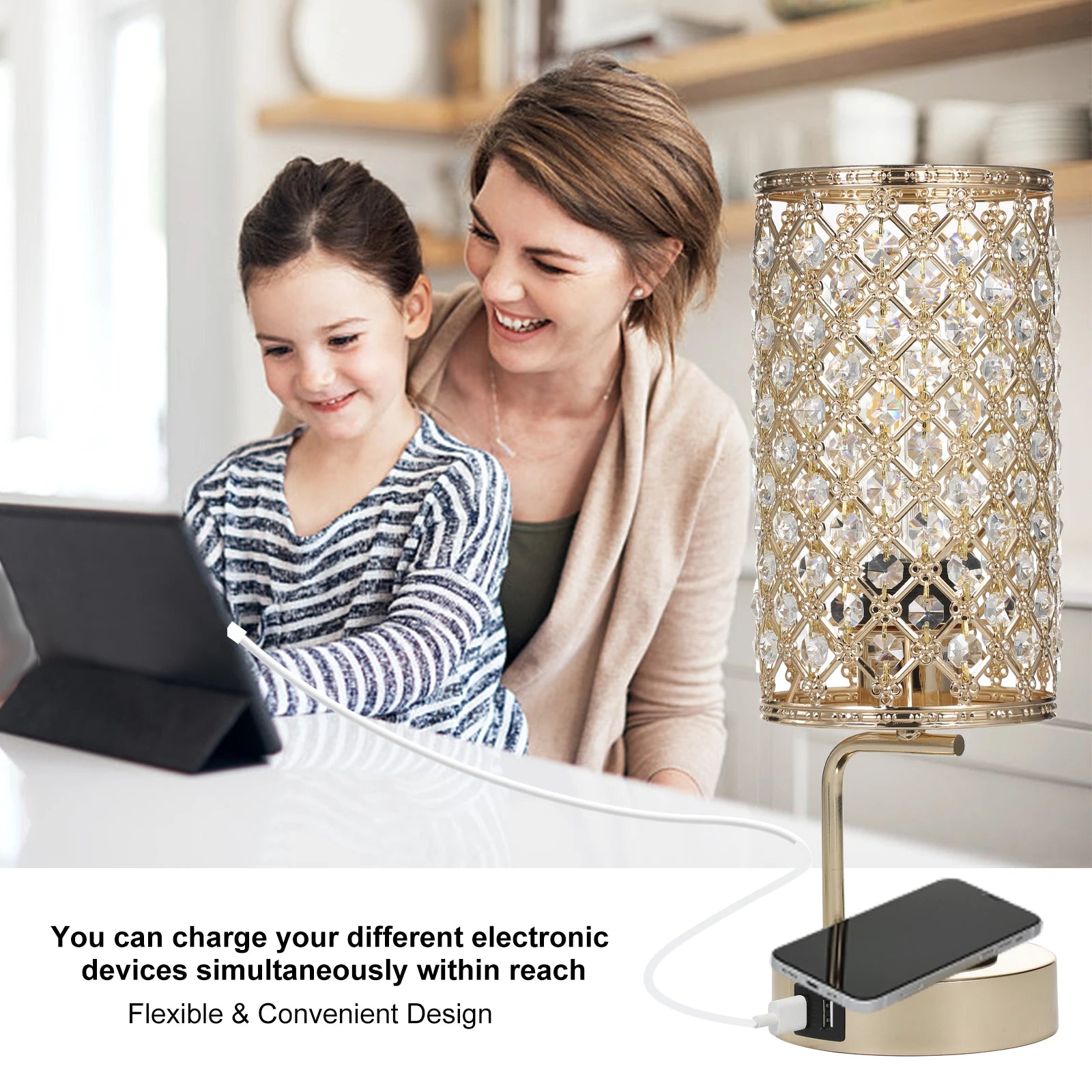 Neoglint Crystal Table Lamp Touch Control Bedside Lamp IN USA.