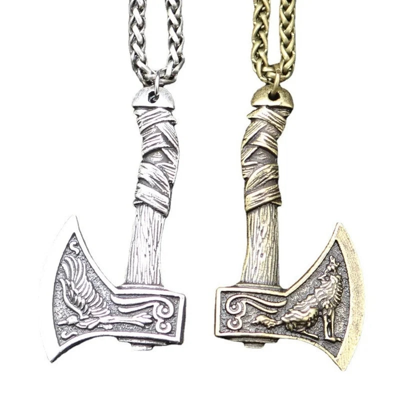 Prairie Wolf Double Sided Viking Tomahawk Pendant Necklace in USA