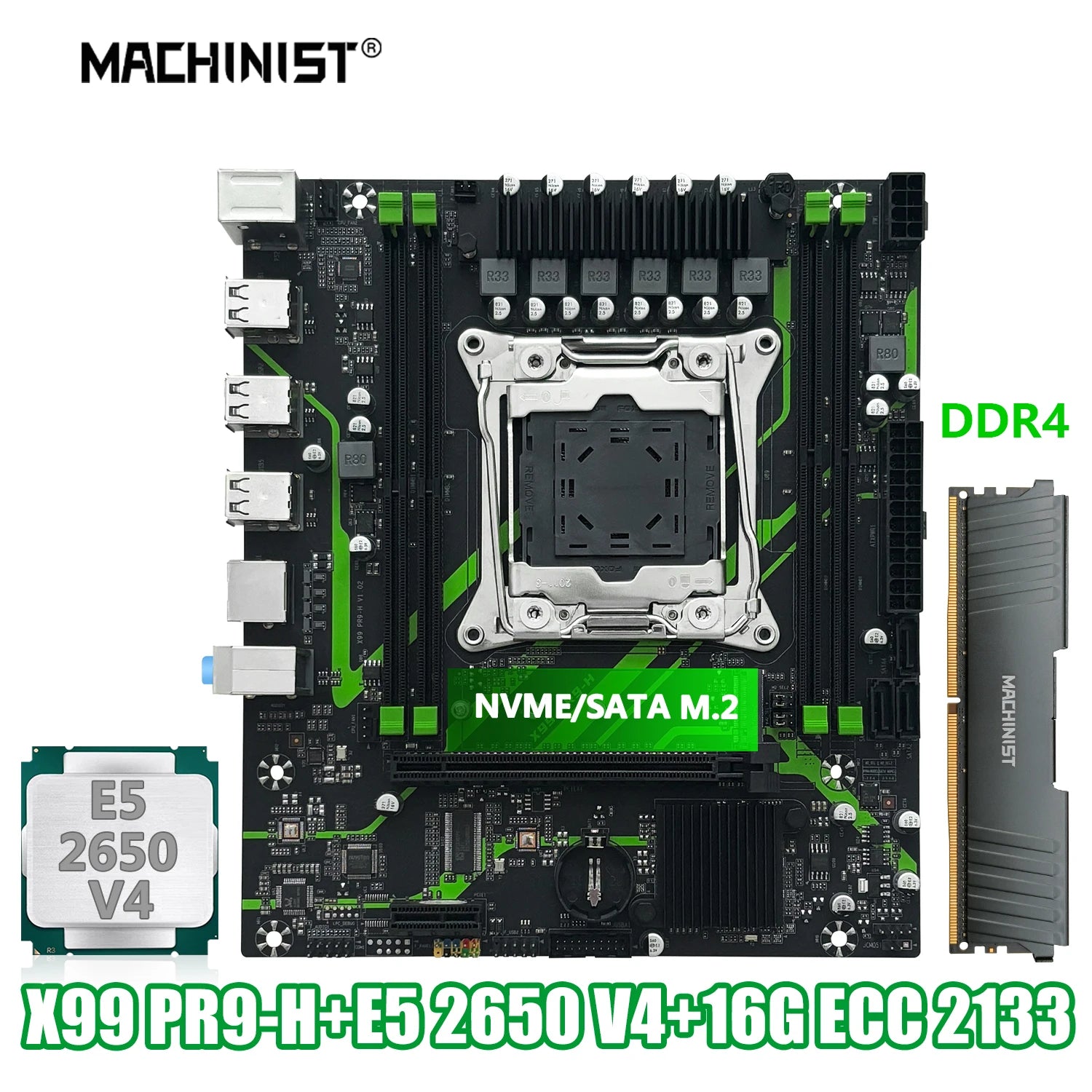 MACHINIST X99 PR9-H Motherboard Set Kit With Intel LGA2011-3 Xeon E5 2