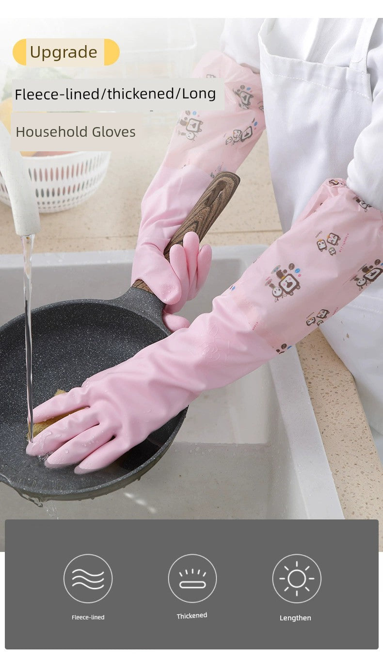 Rubber Fleece-lined Winter Durable Household Dishwashing Glove in USA.