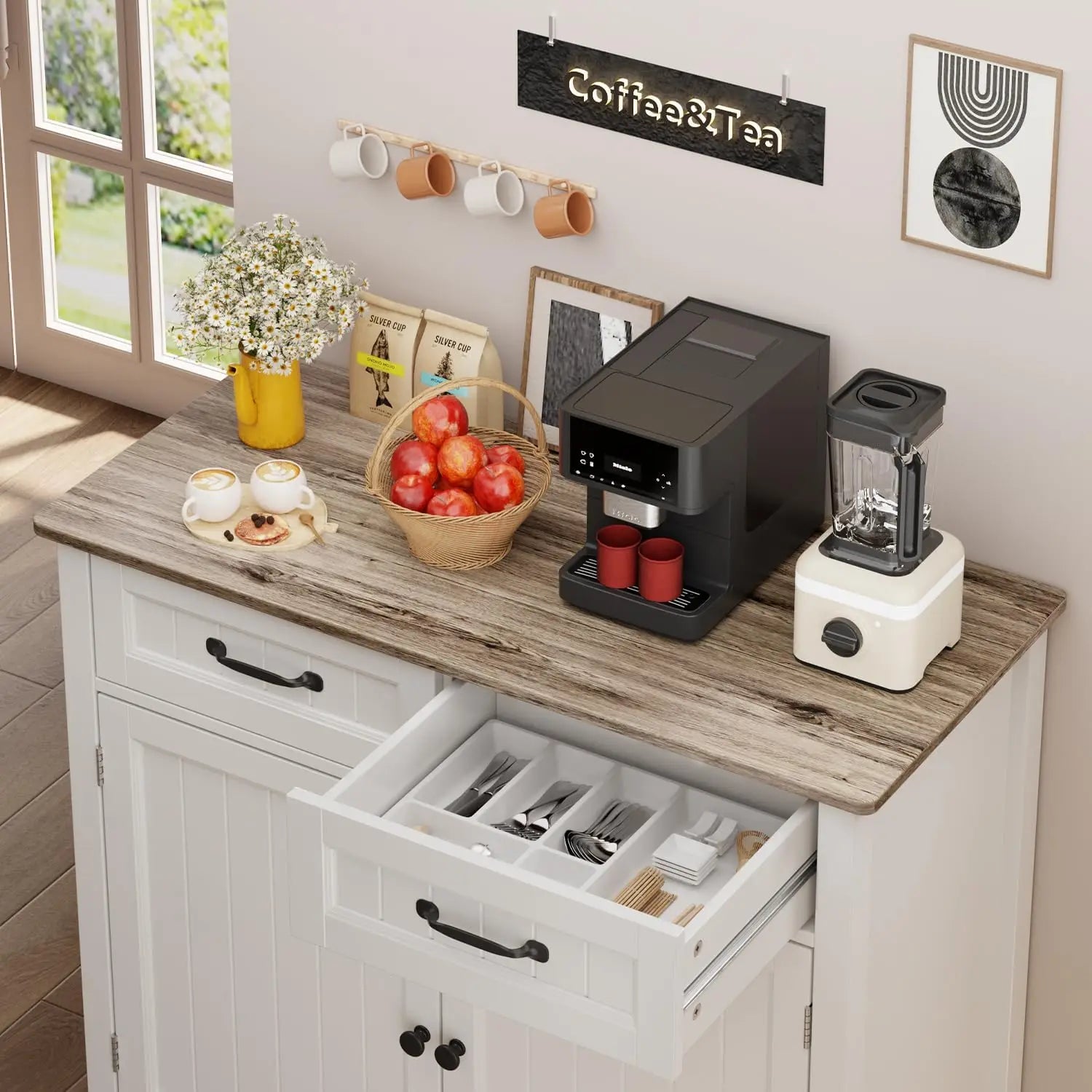 Kitchen Sideboard Buffet Cabinet, Large Kitchen Storage IN USA.