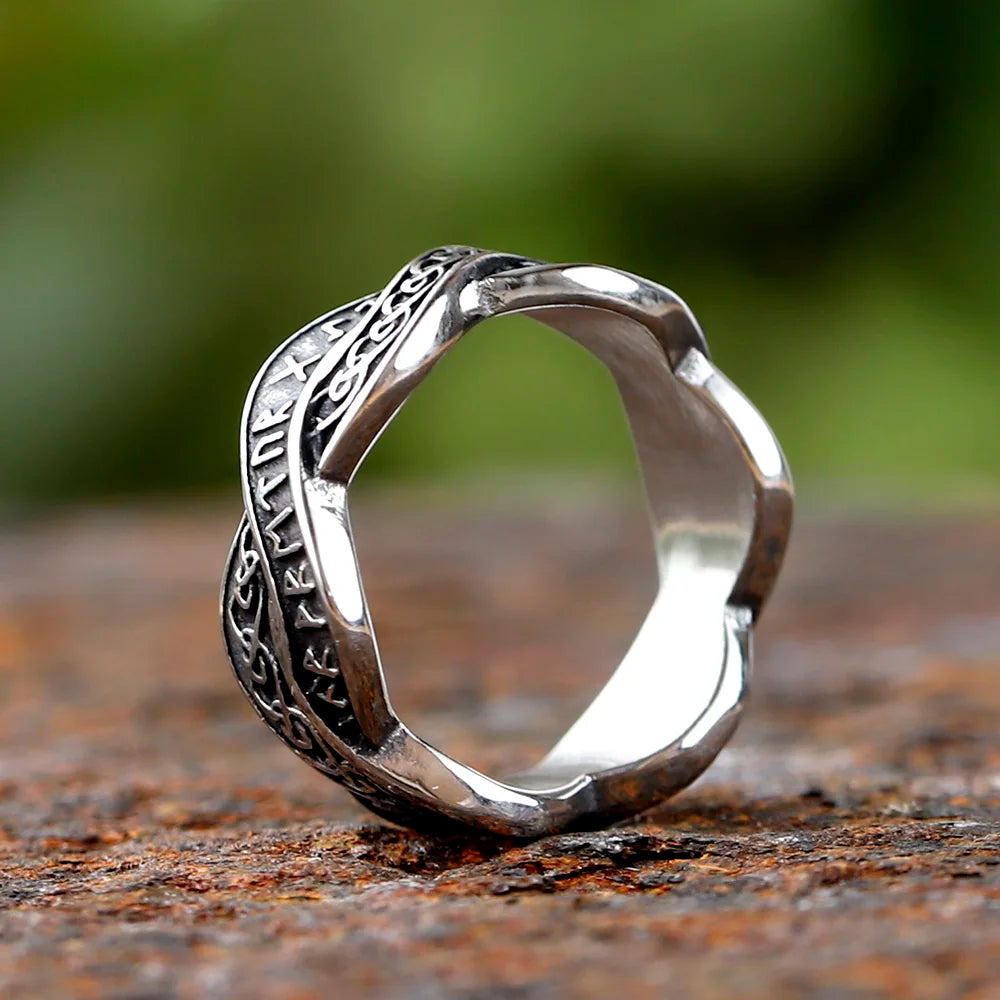 Stainless Steel Viking Nordic Celtic Festival Runes Ring in USA