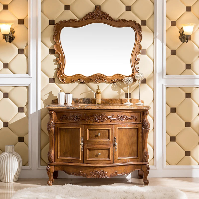 Aoweiguan European-Style Bathroom Cabinet Oak Solid Wood in USA.