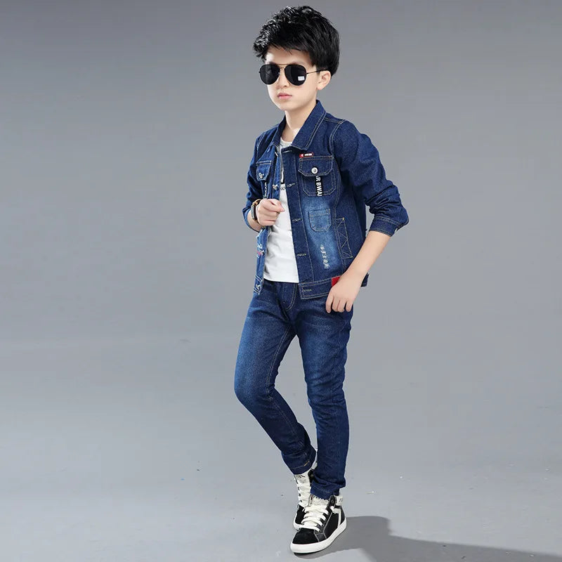 Children's Two Piece Set Kids Clothing Boys Denim Set in USA