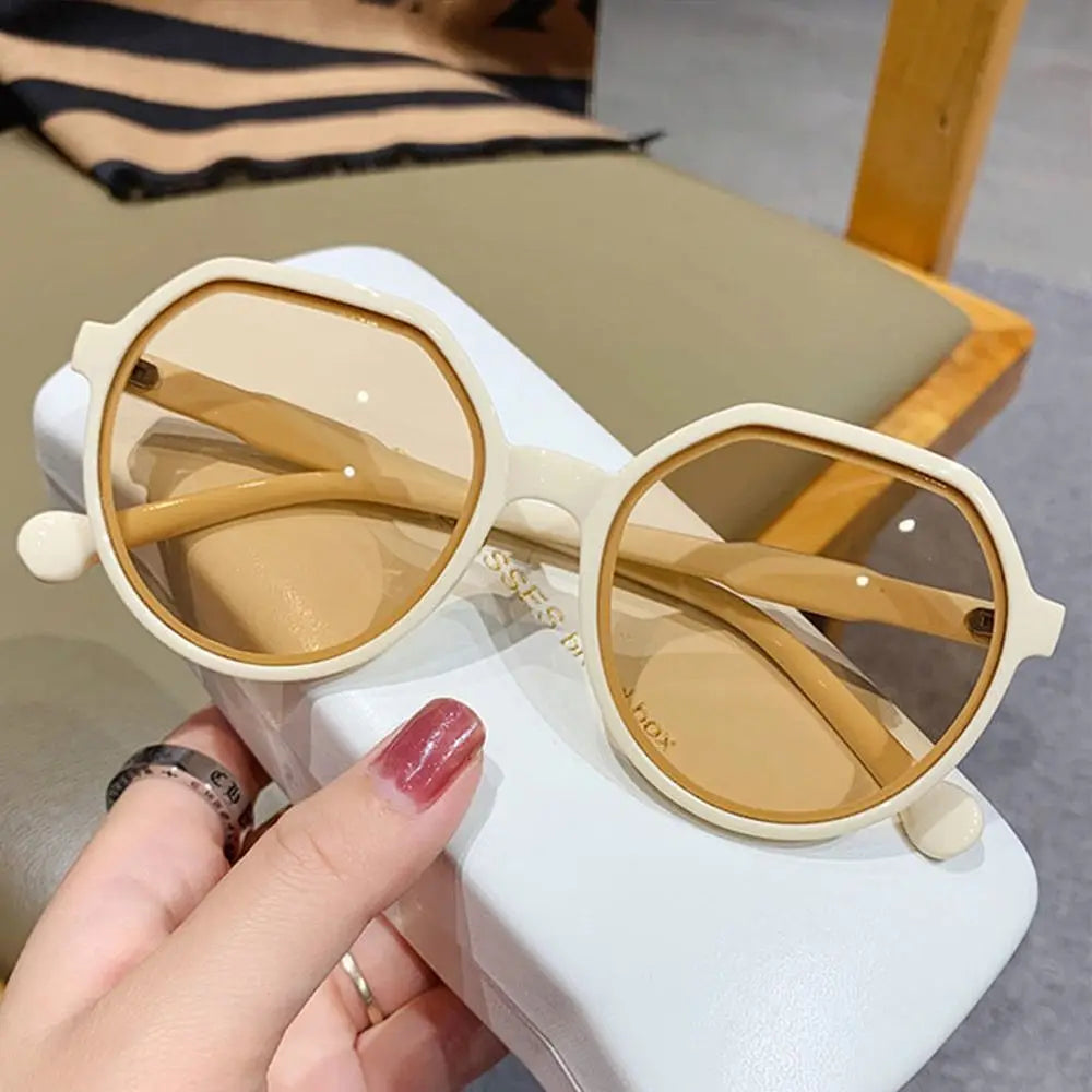 Fashion Jelly Women's Sunglasses Unique Beige Round in USA