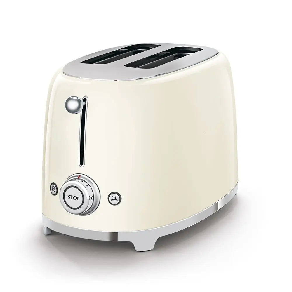 Toaster 2 slice Cream Glossy 50_s Style Aesthetic in USA.