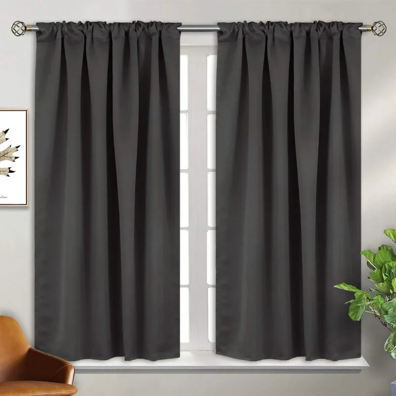 Navy Blue Elegant Blackout Curtains Rod Pocket in USA