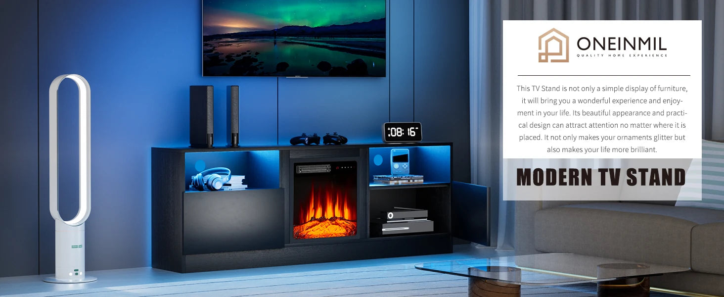 TV Stand Electric Fireplace, Entertainment Center, IN USA.