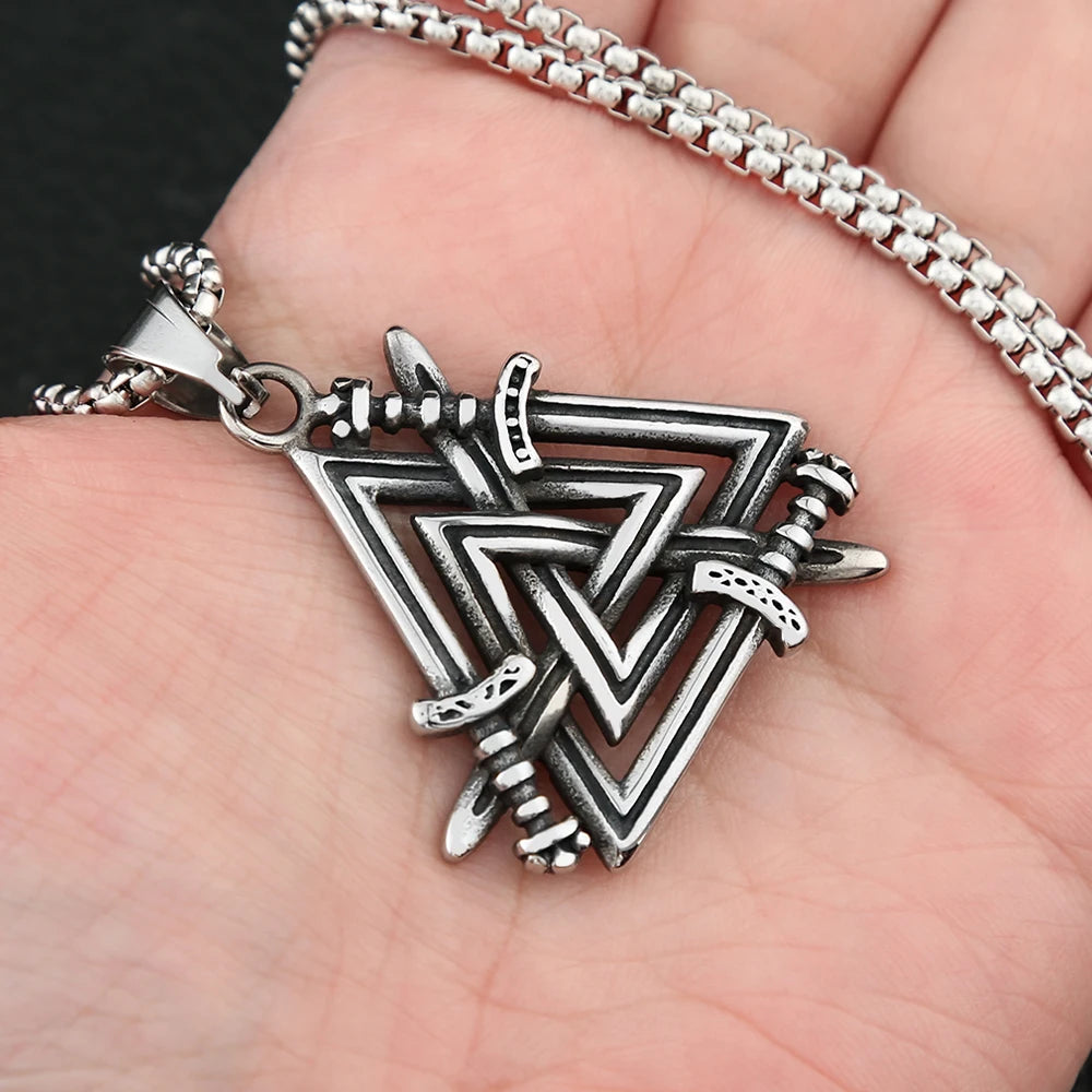 New Vintage Vikings Odin Triangle Pendant Necklace in USA