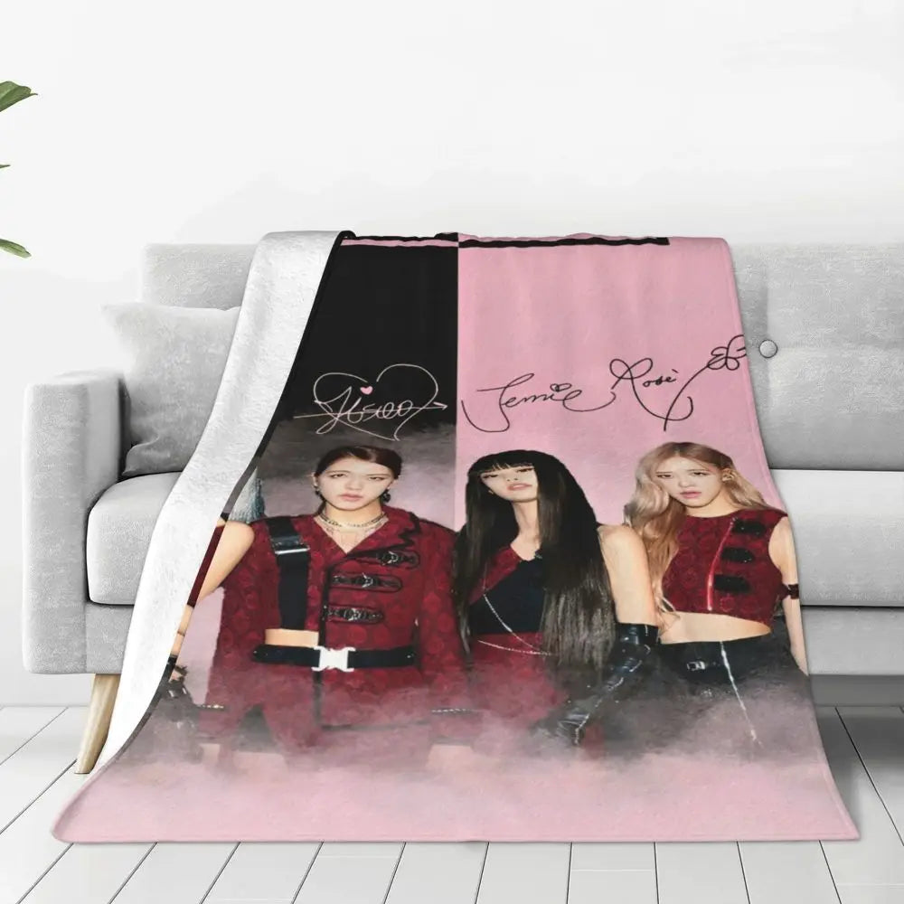 Music Idol Black-Pinks Girl Blankets Flannel All Season in USA